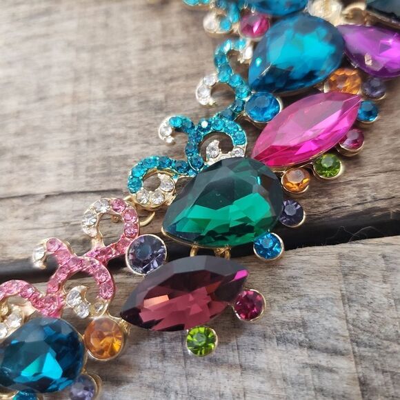 DRAMATIC STATEMENT NECKLACE & EARRINGS SET Costume Jewelry Prom Formal - Picture 10 of 12